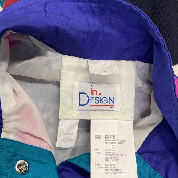 Vintage 80s Kids Neon Bomber Jacket - Picture 3 of 3